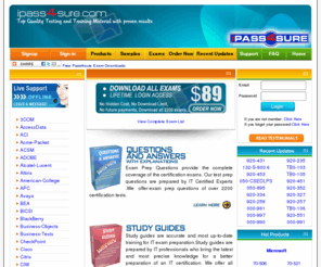 ipass4sure.com: IT Certification Training Portal - IPass4Sure.com
Select ipass4sure.com IT Certification Training Tools including study Guides, Practice Questions, Audio Learning Exams and become IT Certified Professional easily.