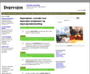 depresjoner.com: Depresjoner, oversikt over depresjon-symptomer og depresjonsbehandling
Denne siden gir en oversikt over typer av depresjoner, de vanligste symptomene på depresjoner og over hvilke typer behandling som anbefales mot depresjoner