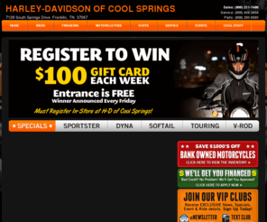 hdcoolsprings.com: New & Used Harley-Davidson Motorcycles | Harley-Davidson of Cool Springs in Franklin, TN
Harley-Davidson of Cool Springs has a large selection of new & pre-owned Harley motorcycles. Come in and buy a bike today! Call Us Today! 1-866-211-1486