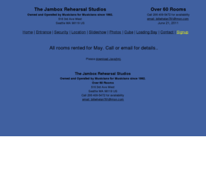 thejambox.net: thejambox.net Jambox Rehearsal Studios Seattle
Welcome to  the Jambox Music Rehearsal Studios in Seattle, Wa.
Owned and Operated by Musicians for Musicians since 1992.