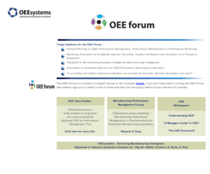 oeeforum.com: OEE Forum for Automation & Performance Management Systems
OEE Forum is targeted at individuals who have an interest in the area of Performance Management,Manufacturing Intelligence, and Equipment Automation Data Collection.