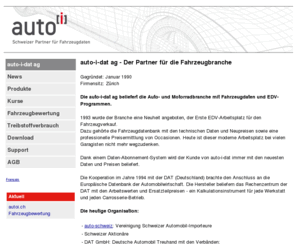 auto-i-dat.ch: auto-i-dat ag: Autobewertung (Fahrzeugbewertung), Restwert-Ermittlung. Der Partner für die Fahrzeugbranche
auto-i-dat erstellt Auto Software für die Fahrzeugbranche: Autobewertung (Fahrzeugbewertung, Restwert-Ermittlung), Neufahrzeugofferten (Leasing, Verträge), Fahrzeuglager, CRM-Organizer, Offertwesen, Reparaturkalkulation, Fahrzeug-Statistiken, Neuzulassungen, Occasionen.