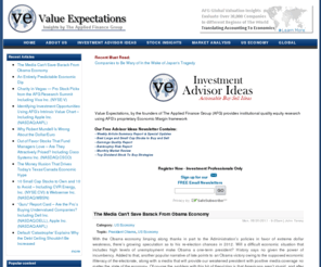 investmentadvisorideas.com: Value Expectations by The Applied Finance Group |
Value Expectations Equity Research, provides institutional quality stock research through its investment newsletters and stock blog using AFG’s Economic Margin Framework.