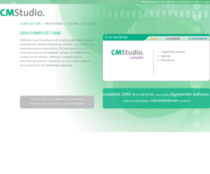 cmstudio.nl: Compleet CMS | CMStudio, een compleet CMS
Een compleet CMS CMStudio is een krachtig en eenvoudig te gebruiken systeem waarmee men zelf een website kan beheren. Het product is op abonnementsbasis beschikbaar.