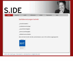 s-ide.com: home - s.ide fachübersetzungen
Fachübersetzungen Technik Französisch und Spanisch