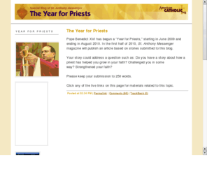 theyearforpriests.net: The Year for Priests Blog
Year for Priests, Priests, Priest, Pope Benedict, Priesthood, Priest, Celebrating Priests,Thoughts on Priesthood, Reflections on Priests, Stories abou