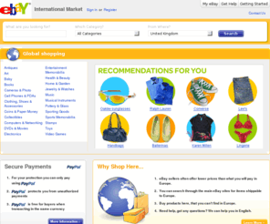 ebay.eu: eBay International Market - Buy from trusted eBay sellers around the world! Everything ships to your country!
Buy new, used and rare items from eBay sellers around the world. On eBay International Market you can find auto parts, clothing, shoes, cosmetics, jewelry, collectibles, antiques, sporting goods, memorabilia, computers, electronics, music, movies, video games, books, textbooks, home decor, furniture, tools, toys and more.