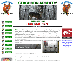 staghornarchery.com: Archery and Bowhunting By StagHorn Archery Rochester and Hilton NY
Staghorn Archery offers full archery and bowhunting sales, service and training classes by appointment only. Call 585-392-1775 For more information.