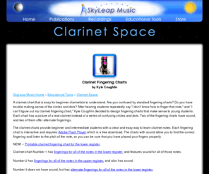 clarinetchart.com: Clarinet Chart
The clarinet chart designed by Kyle Coughlin is fun and easy to use, helping beginner students learn how to play the clarinet.  It includes four different clarinet charts, with sound and with alternate fingerings.