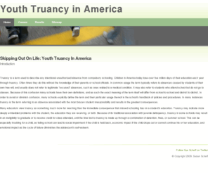 susanscheff.net: Skipping Out On Life: Youth Truancy In America
Children in America today lose over five million days of their education each year through truancy. Sue Scheff discusses the causes and solutions to this epidemic?