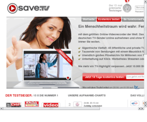 onlinetivirecorder.com: Save.TV - Next Generation Recording
Save.TV - Ihr persönlicher Online-Videorecorder der neuesten Generation mit privatem Videoarchiv. Einfachste Bedienung, orts- und zeitunabhängig - 2 Wochen kostenlos testen.