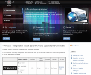 bestiltv.dk: Bestil tv og TV-Pakker - Vælg mellem Viasat, Boxer TV, Canal Digital og TDC Hometrio
Vælg mellem de billigste TV pakker hos Canal Digital, Viasat, TDC homeTrio el. Boxer TV. Her kan du se priser på tv pakker fra udvalgte udbydere