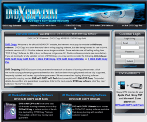 dvdxcopy.org: DVD Copy Software - DVD movie Copying & Burning: DVD X Copy
Copy any DVD movie with 321 Studios DVD X Copy Platinum. DVD Software for copying, ripping & burning DVD movies. DVD neXt Copy & 1 Click DVD Copy reviewed.