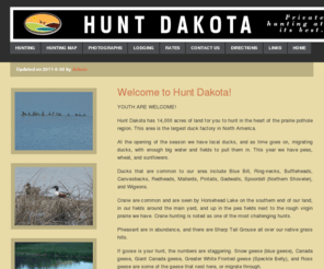 huntdakota.com: Hunt Dakota
Lodging and private land available for hunting duck, pheasant, grouse, Canadian geese, deer, coyote and more.