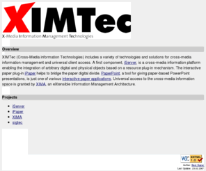 ximtec.org: XIMTec - Cross-Media Information Management
XIMTec - Cross-Media Information Management