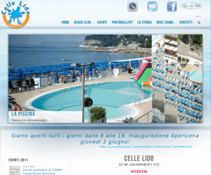 cellelido.it: Celle Lido spiaggia a Celle Ligure spiaggia a Varazze, spiagge stabilimenti piscina vacanze fitness corsi nuoto acquagym mare bandiera blu Riviera Ligure di Ponente.
Bagni Lido di Celle Ligure,spiaggia vicino Varazze vi offre comfort e cortesia in uno dei più belli stabilimenti balneari della Riviera Ligure.