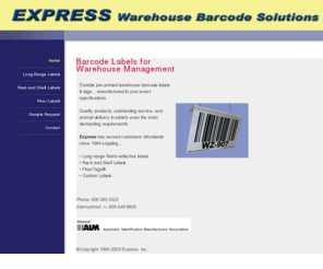 warehousebarcodes.com: Barcode Warehouse
Warehouse Barcode Labels- LongRange RetroReflective barcode labels, Barcode labels for warehouse shelf, rack and floor. Great service and fast delivery worldwide. Express Barcode Labels.