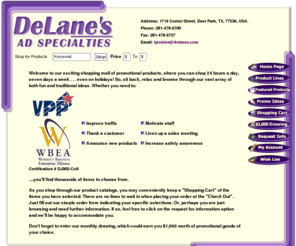 delanes.com: B2B Specialties Inc
Promotional products, advertising specialties and business gifts. Shop our mall of products that can be imprinted with your company name & logo! Enter to win our drawing!