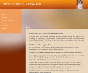 hautpflege-online.biz: Institut für Kosmetik      Bettina Böttjer
							-
						Home
Kosmetik - Institut für Kosmetik      Bettina Böttjer, Kosmetik Produkte kaufen