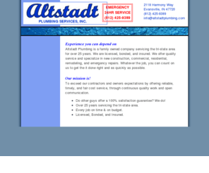 altstadtleakdetection.com: Full Plumbing Services, Tile Work, Bathroom Remodels - Altstadt Plumbing Service, Inc.
Offering repair and cleaning services, new service hookup, tile showers and floors and complete bathroom remodels.