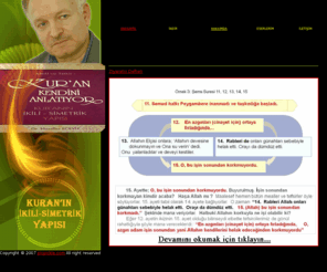 mecevit.com: Kuranin ikili simetrik yapisi, kuran mucizesi, Dr. Muzaffer Ecevit'in eseri
Tefsir usulüne yeni bir yaklaşım getiren Dr. Muzaffer Ecevit’in “Kur’an’ın İkili Simetrik Yapısı” isimli eseri ile ilgili site