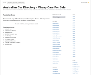 australiancardirectory.com.au: Australian Cars – On Sale
Browse our wide range of Australian Cars, all at discount prices. We have all the major brands in one place including Alfa Romeo, Asia Motors and Aston