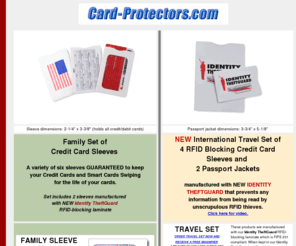 creditcardholders.info: Sheppard - Family and Travel gift sets — protect credit, debit, smart cards, passports
Credit Card Sleeve Protectors protect your Credit Cards so they keep Swiping by Sheppard Envelope the Credit Card Protection Company