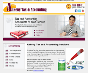 ankenytaxandaccounting.com: Ankeny Tax and Accounting Services for Businesses That Need Tax and Accounting Services in Ankeny, Iowa
Ankeny Tax and Accounting Services provides tax and accounting services in Ankeny, Iowa