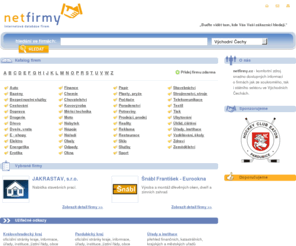 netfirmy.net: netfirmy.cz - internetová databáze firem, firmy
Společnost netfirmy.cz je provozovatelem regionální internetové databáze firem ve Východních Čechách.