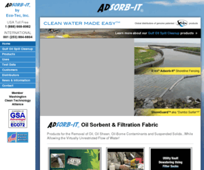 absorb-itblog.com: Oil Spill Cleanup Solutions sorbent products remove oil and oil sheen
Adsorb-it Filtration Fabric and Sorbent Products remove oil, oil sheen, oil-borne contaminants, suspended solids from water.