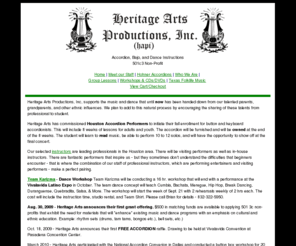 myaccordionlesson.com: Heritage Arts Productions - Home of Accordion (Diatonic & Keyboard) Lessons & Ethinic Dance Lessons
Heritage Arts Productions is an authorized Hohner Accordion Dealer and a Non-Profit 501 3c Educational Organization that promotes Accordion Teaching and Performance. 