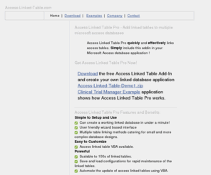 access-linked-table.com: Access Linked Tables >  VBA Code
Access Linked Table VBA for MS Access applications