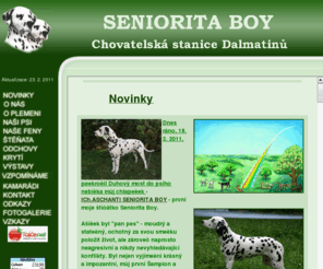 dalmatinec.com: SENIORITA BOY - Chovatelsk stanice Dalmatin
Chovatelsk stanice plemene Dalmatin, informace o plemeni, o naich psech, fench, tatech, vstavy, nabdka kryt>


<script type=