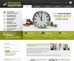 enterpriseacquisitions.com: Enterprise Acquisitions-ERP SCM CRM BI RFP / RFI Templates
Request for Proposal (RFP) or Request for Information (RFI) templates to query vendors about thousands of enterprise software related functions when selecting your next enterprise system.