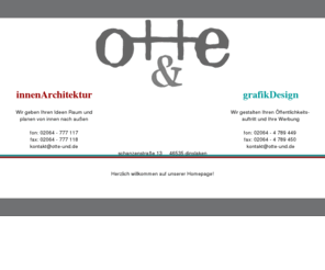 otte-und.de: Jürgen Otte InnenArchitektur / Anne Graute-Otte Objekt Grafik Design
Büro für Innenarchitektur und Grafikdesign Dinslaken von Dipl. Ing. Jürgen Otte und Dipl. Des. Anne Graute-Otte.