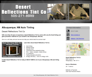 desertreflectionstint.com: Auto Tinting Albuquerque, NM - Desert Reflections Tint Co
Beat the heat with our window tinting. Desert Reflections Tint Co provides commercial, residential tinting, fading, and glare prevention. Call 505-271-8989.