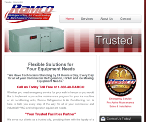 ramcohvac.com: Commercial Refrigeration, Commercial Air Conditioning, Ice machines, Coolers, Freezers - Commercial Refrigeration, Commercial Air Conditioning, Ice machines, Coolers, Freezers
Ramco Refrigeration & Air Conditioning Inc.  Installs, maintains, and services commercial Ice machines, reach-in and walk-in coolers, reach in and walk in freezers, commercial refrigeration, restaurant ventilation, commercial air conditioning, commercial heating, serving all of Los Angeles and Orange county