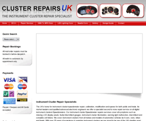 clusterrepairsuk.co.uk: Cluster Repairs UK - Instrument cluster speedometer repair, correction, modification and spares.
Instrument cluster speedometer, ABS, ECU, ECM, LCD pixel repair specialist for both public and trade.