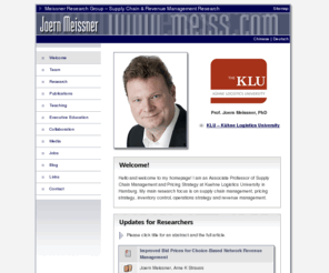 joernmeissner.com: Meissner Research Group – Supply Chain & Revenue Management Research
Joern Meissner: Lecturer in Management Science at the Lancaster University Management School. Interested in Supply Chain Management, Dynamic Pricing and Revenue Management.