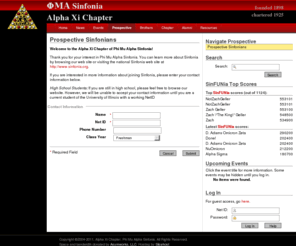 rushsinfonia.com: Prospective Members - Alpha Xi Sinfonia
Home of the Alpha Xi chapter of Phi Mu Alpha Sinfonia Fraternity of America, chartered at the University of Illinois.