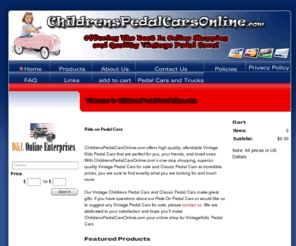 childrenspedalcarsonline.com: Ride On Pedal Cars - Childrens Pedal Cars - Classic Pedal Cars
Browse through our ride on pedal cars for your child today. Our kids pedal cars are affordable and all of our vintage childrens pedal cars and classic pedal cars are high quality.