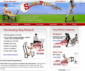 slingpitcher.com: Baseball Pitching Machines Softball Pitching Machine
Pitching machine that requires no electricity and pitches 15-70 mph. Pitching machines for fast pitch softball, baseball, little league teams, youth teams and family fun. See YouTube video