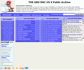 osxgnu.org: THE GNU MAC OS X Public Archive
Free Open Source software for MAC OS X and Darwin