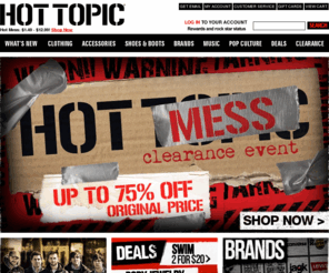 hottoptic.com: Hot Topic
Hot Topic specializes in music and pop culture inspired fashion including body jewelry, accessories, Rock T-Shirts, Skinny Jeans, Band T-shirts, Music T-shirts, Novelty T-Shirts and more - Hot Topic