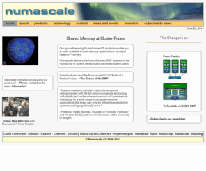 numascale.com: Numascale enables shared memory systems at cluster pricing
Innovative cluster interconnect technology that implements effective cache coherent shared memory. Directory based scaleable remote cache. 