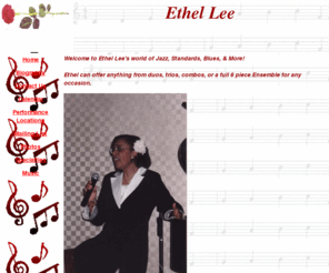 ethelleesings.com: Ethel Lee's Song
Ethel Lee's Home Page, Ethel, Ethel Lee, Ethel Lee Sings, Ethel Lee Jazz & Blues