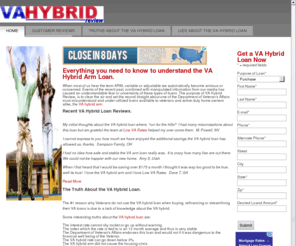 vahybridreview.com: VA Hybrid Loan | VA Hybrid Reviews | Understanding the VA Hybrid Loan
This site was created to help all military home owners, active duty and veterans alike to understand the VA hybrid arm loan.  In a time where interest rates are increasing from their all-time lows, more and more veterans are using the VA hybrid loan to he