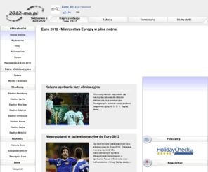 2012-me.pl: Euro 2012 - mistrzostwa europy, stadiony euro , tabele, wyniki, terminarz, reprezentacja, bilety, maskotki
Euro 2012 - Serwis Euro 2012 w Polsce i Ukrainie. Znajdziesz tutaj  aktualności, tabele, informacje, terminarz,  a także historię i zasady rozgrywek. Mistrzostwa europy w piłce nożnej, wszystkie najważniejsze informacje.