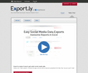 exportly.com: Export and Analyze Social Media Analytics | Export.ly
Export.ly makes it easy to analyze social media data. Analyze your Twitter followers, Facebook fan page, and more with an awesome spreadsheet full of data.
