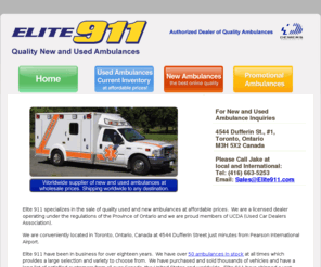 elite911.com: ELITE 911.com - Quality New and Used Ambulances at Affordable Prices
elite 911.com quality new and used ambulances for sale at affordable prices. Ambulances and quality used ambulances are available for international markets.  A complete listing of ambulance features  and samples of used ambulances converted to  promotional vehicles from used ambulances.  A listing of ambulance interiors, and ambulance features of our new product,  the Self-Contained Modular Ambulance Body are available.